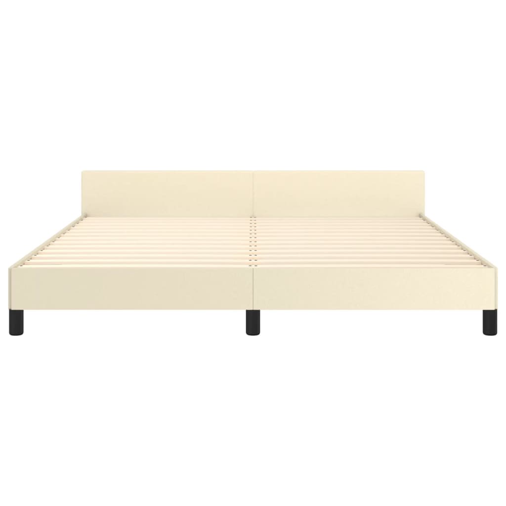 vidaXL Πλαίσιο Κρεβατιού με Κεφαλάρι Κρεμ 180x200 εκ. Συνθετικό Δέρμα