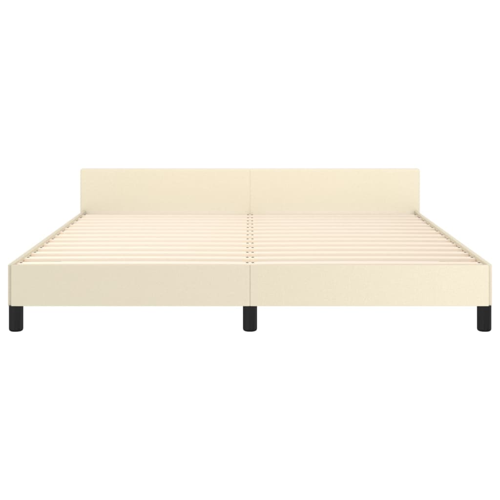 vidaXL Πλαίσιο Κρεβατιού με Κεφαλάρι Κρεμ 180x200 εκ. Συνθετικό Δέρμα