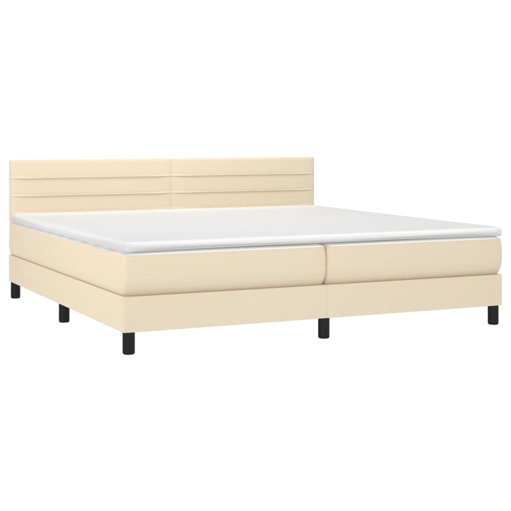 vidaXL Κρεβάτι Boxspring με Στρώμα Κρεμ 200x200 εκ. Υφασμάτινο
