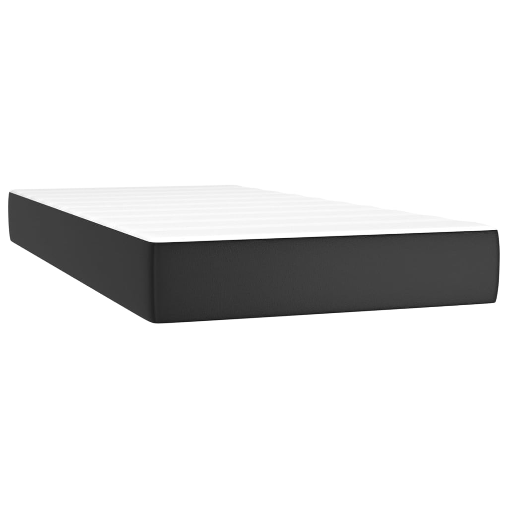 vidaXL Κρεβάτι Boxspring με Στρώμα Μαύρο 80 x 200 εκ. Συνθετικό Δέρμα