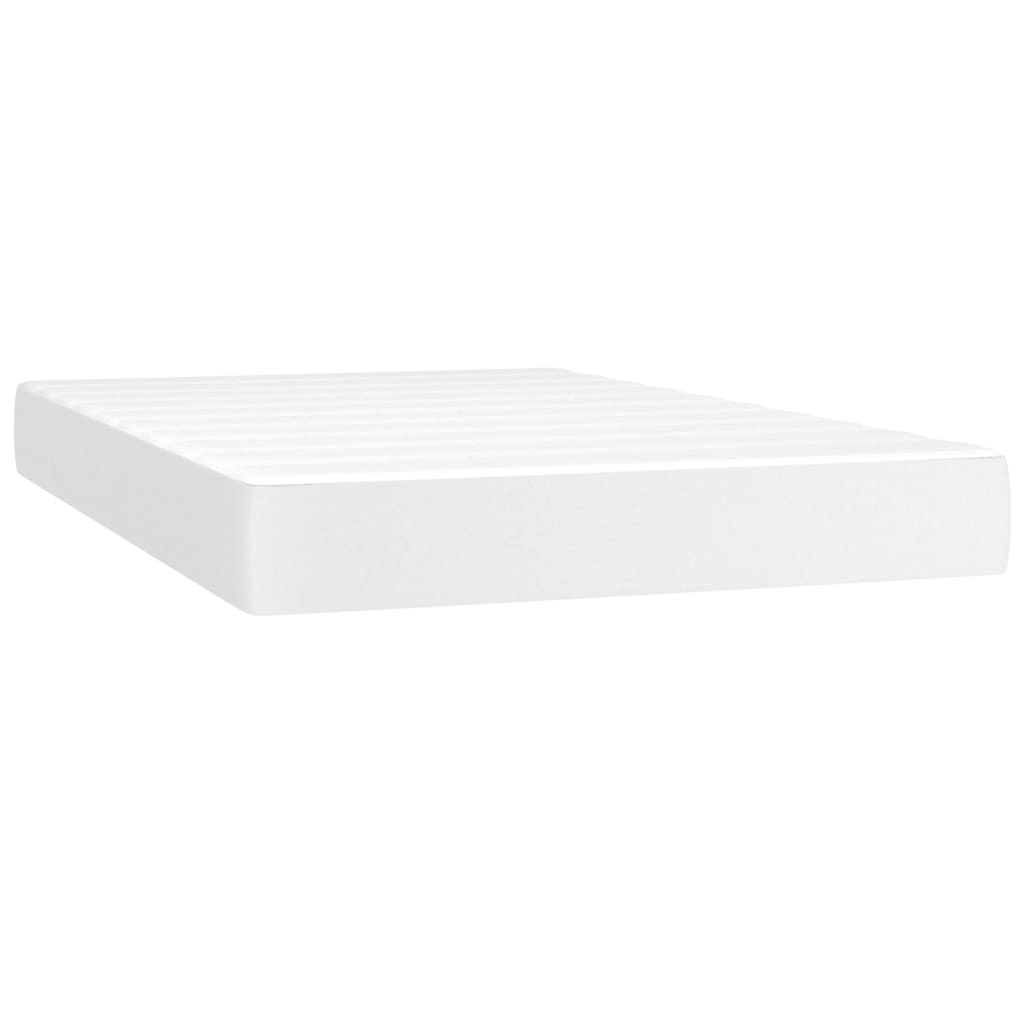 vidaXL Κρεβάτι Boxspring με Στρώμα Λευκό 120x200εκ.από Συνθετικό Δέρμα