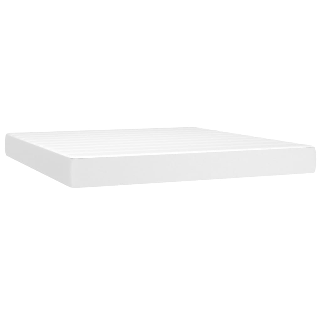 vidaXL Κρεβάτι Boxspring με Στρώμα Λευκό 180x200 εκ. Συνθετικό Δέρμα