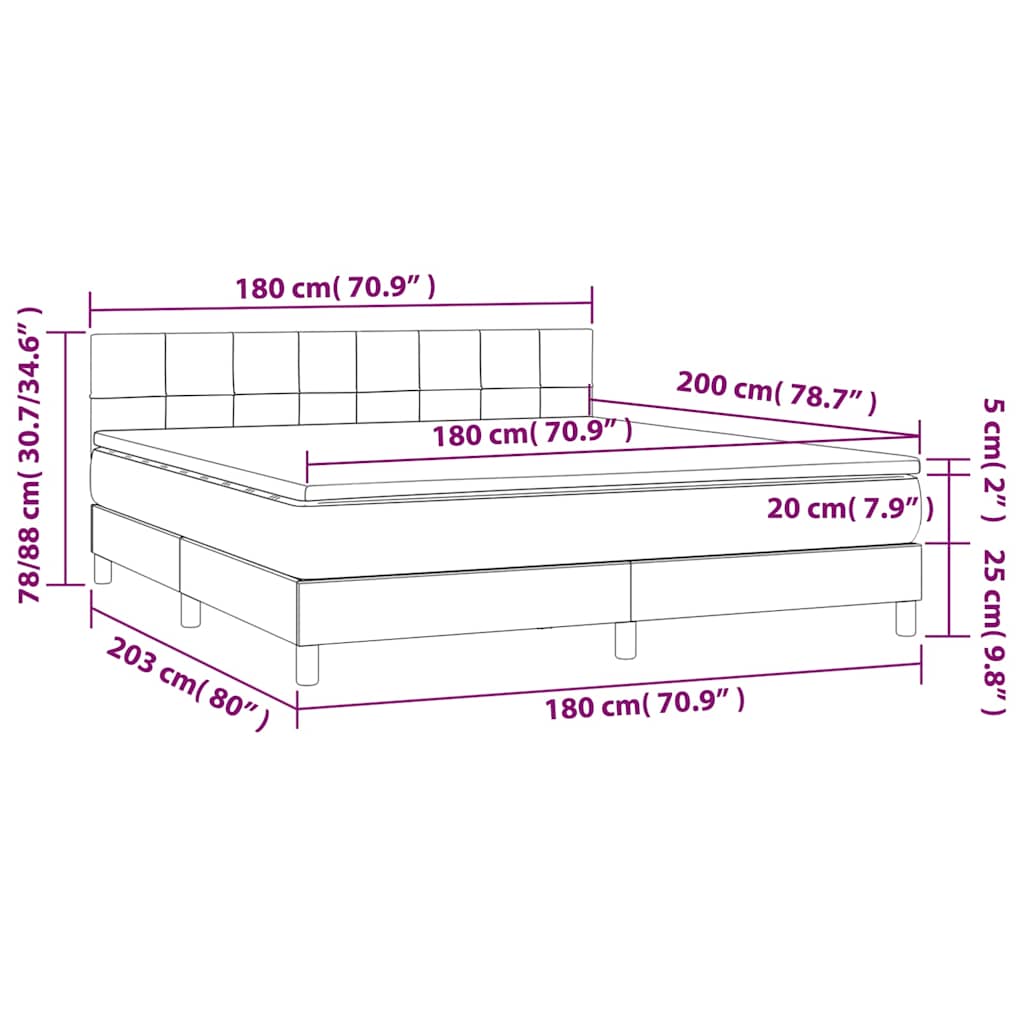 vidaXL Κρεβάτι Boxspring με Στρώμα Σκούρο Μπλε 180x200 εκ. Βελούδινο
