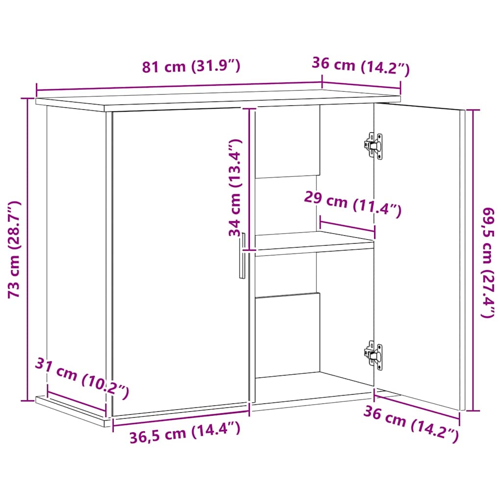 vidaXL Βάση Ενυδρείου Καφέ Δρυς 81x36x73 εκ. από Επεξεργασμένο Ξύλο