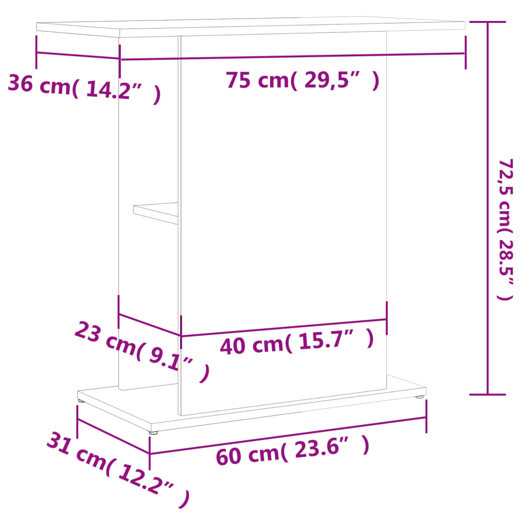 vidaXL Βάση Ενυδρείου Καπνιστή Δρυς 75x36x72,5 εκ Επεξεργασμένο Ξύλο