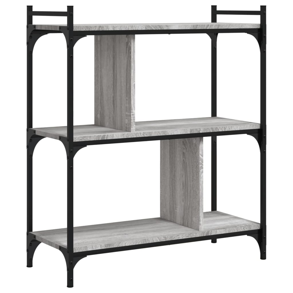 vidaXL Βιβλιοθήκη 3 Επιπέδων Γκρι Sonoma 76 x 32 x 88 εκ. Επεξ. Ξύλο