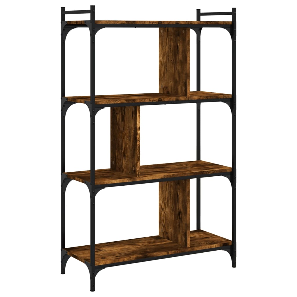 vidaXL Βιβλιοθήκη 4 Επιπέδων Καπνιστή Δρυς 76x32x123 εκ. Επεξ. Ξύλο