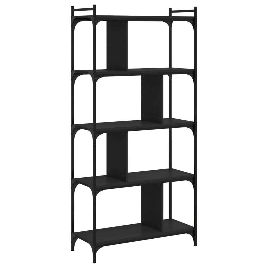 vidaXL Βιβλιοθήκη 5 Επιπέδων Μαύρη 76x32x158 εκ. Επεξεργασμένο Ξύλο