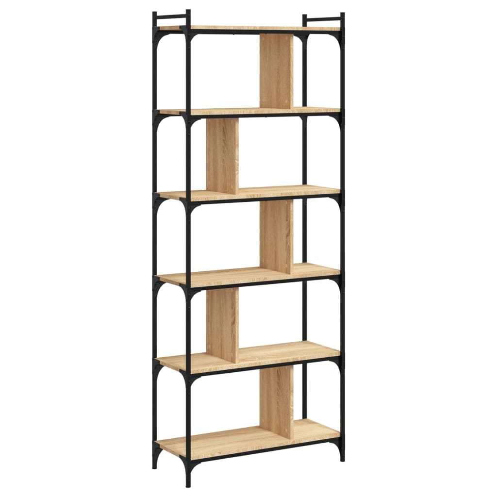vidaXL Βιβλιοθήκη 6 Επιπέδων Sonoma Δρυς 76 x 32 x 192 εκ. Επεξ. Ξύλο