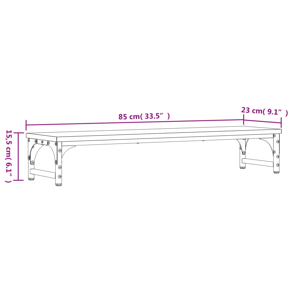 vidaXL Βάση Οθόνης Καπνιστή Δρυς 85x23x15,5 εκ. από Επεξεργασμένο Ξύλο