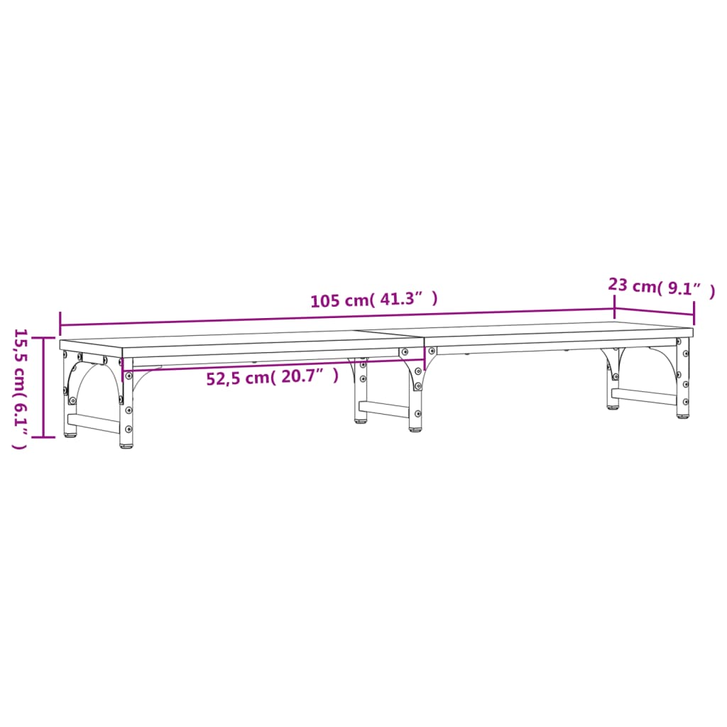 vidaXL Βάση Οθόνης Καπνιστή Δρυς 105x23x15,5 εκ. Επεξεργασμένο Ξύλο