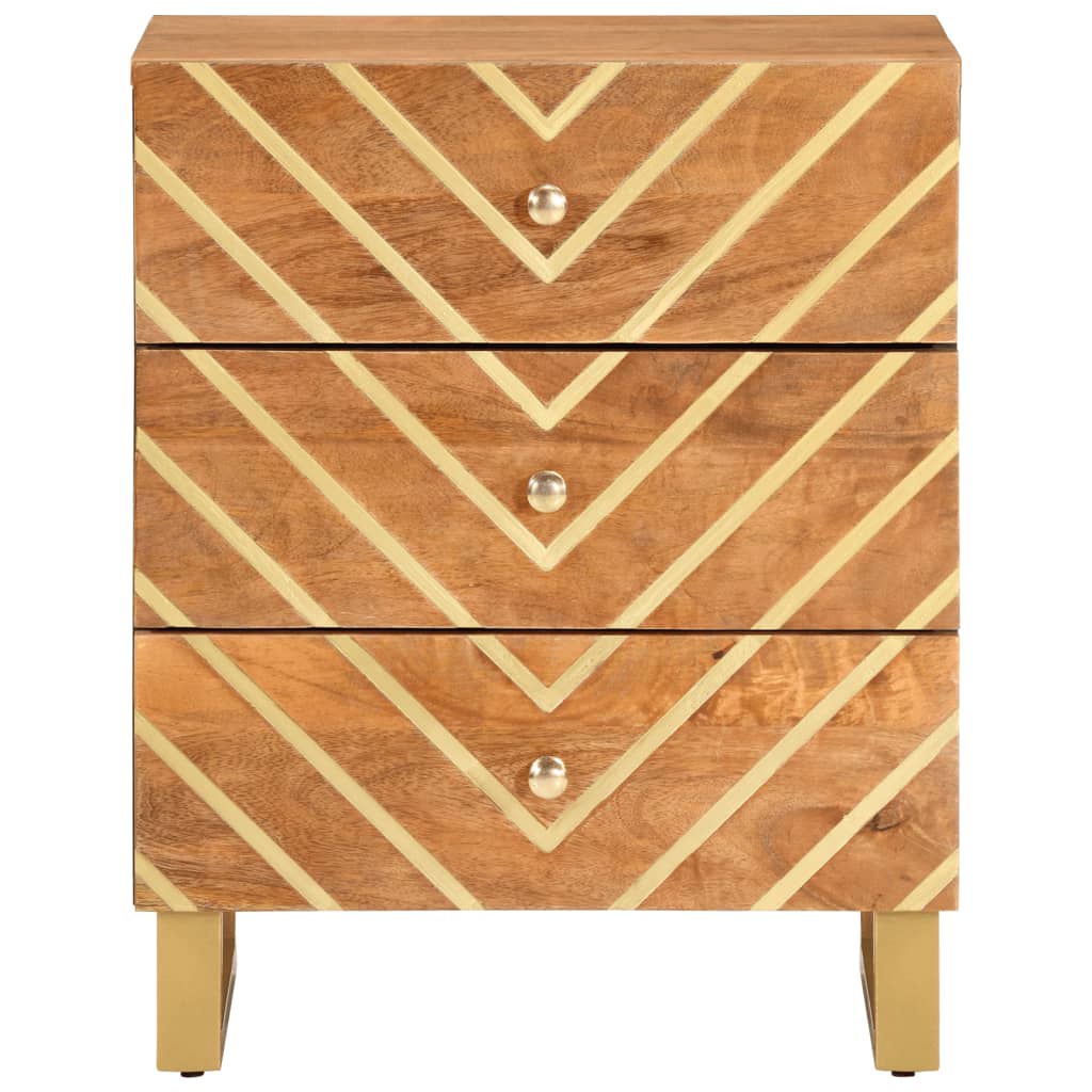 vidaXL Κομοδίνο Καφέ και Μαύρο 50x33x60 εκ. από Μασίφ Ξύλο Μάνγκο