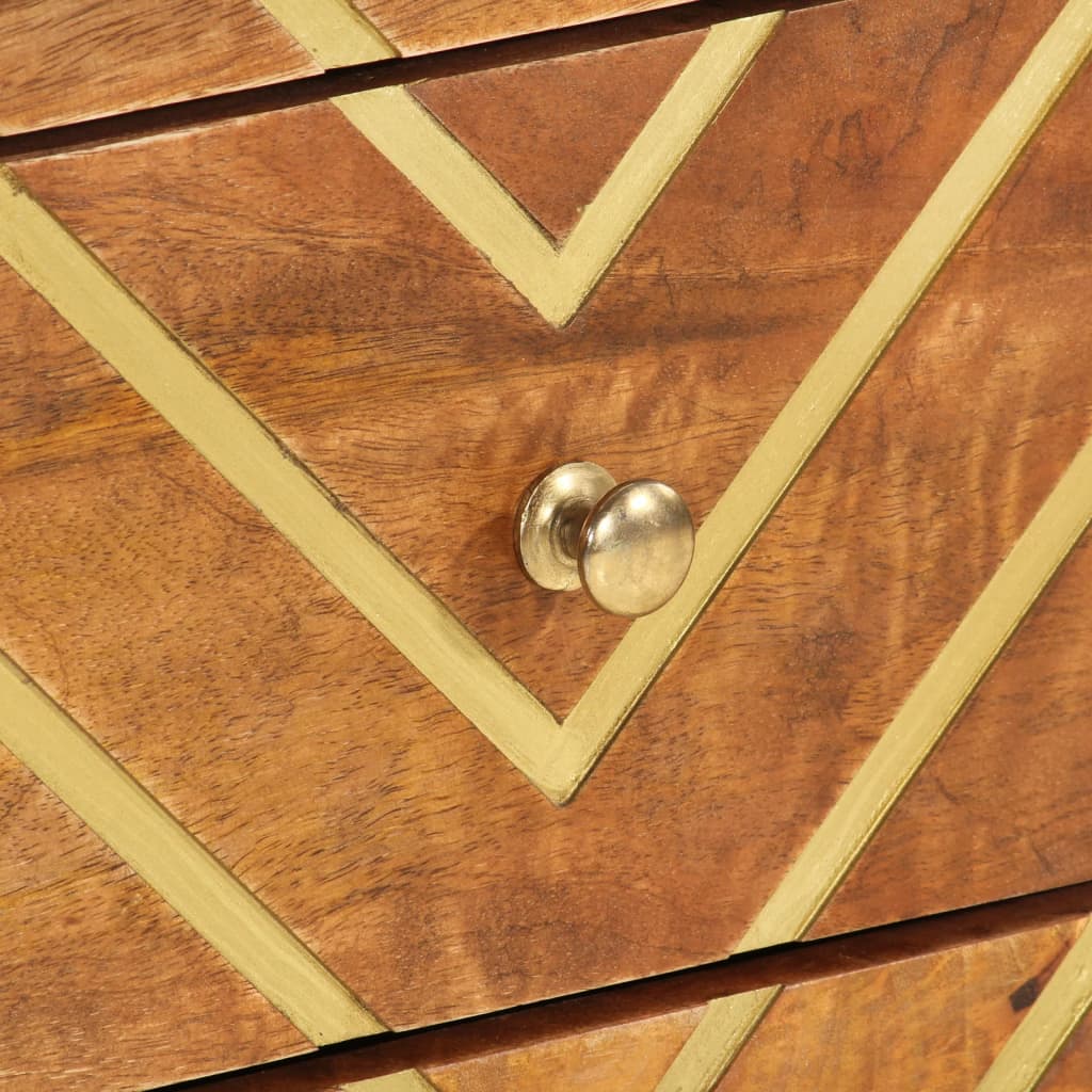 vidaXL Κομοδίνο Καφέ και Μαύρο 50x33x60 εκ. από Μασίφ Ξύλο Μάνγκο