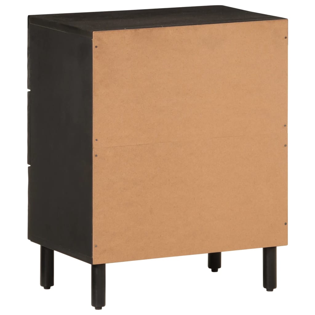vidaXL Κομοδίνο Μαύρο 50 x 33 x 60 εκ. από Μασίφ Ξύλο Μάνγκο