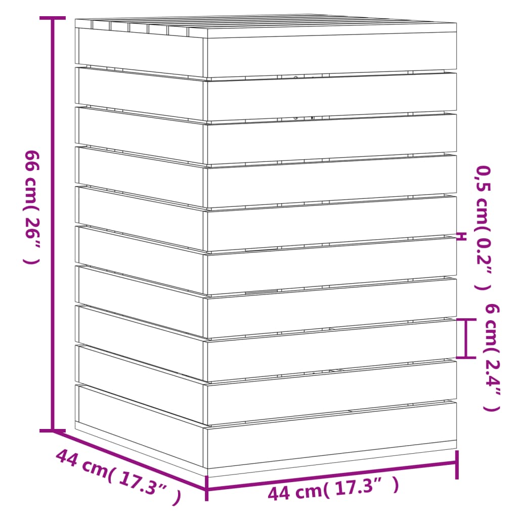 vidaXL Καλάθι Ρούχων 44x44x66 εκ. από Μασίφ Ξύλο Πεύκου