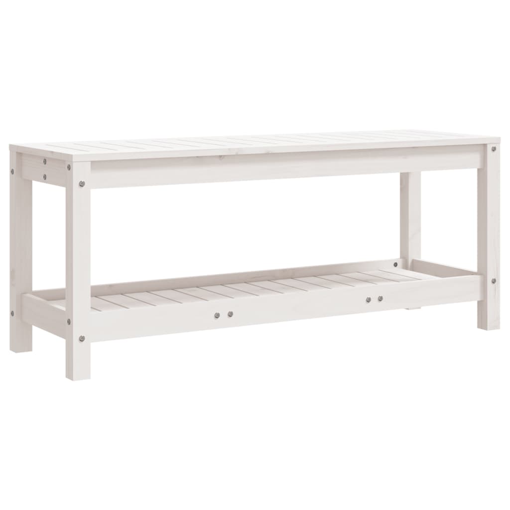 vidaXL Παγκάκι Κήπου Λευκό 108 x 35 x 45 εκ. από Μασίφ Ξύλο Πεύκου