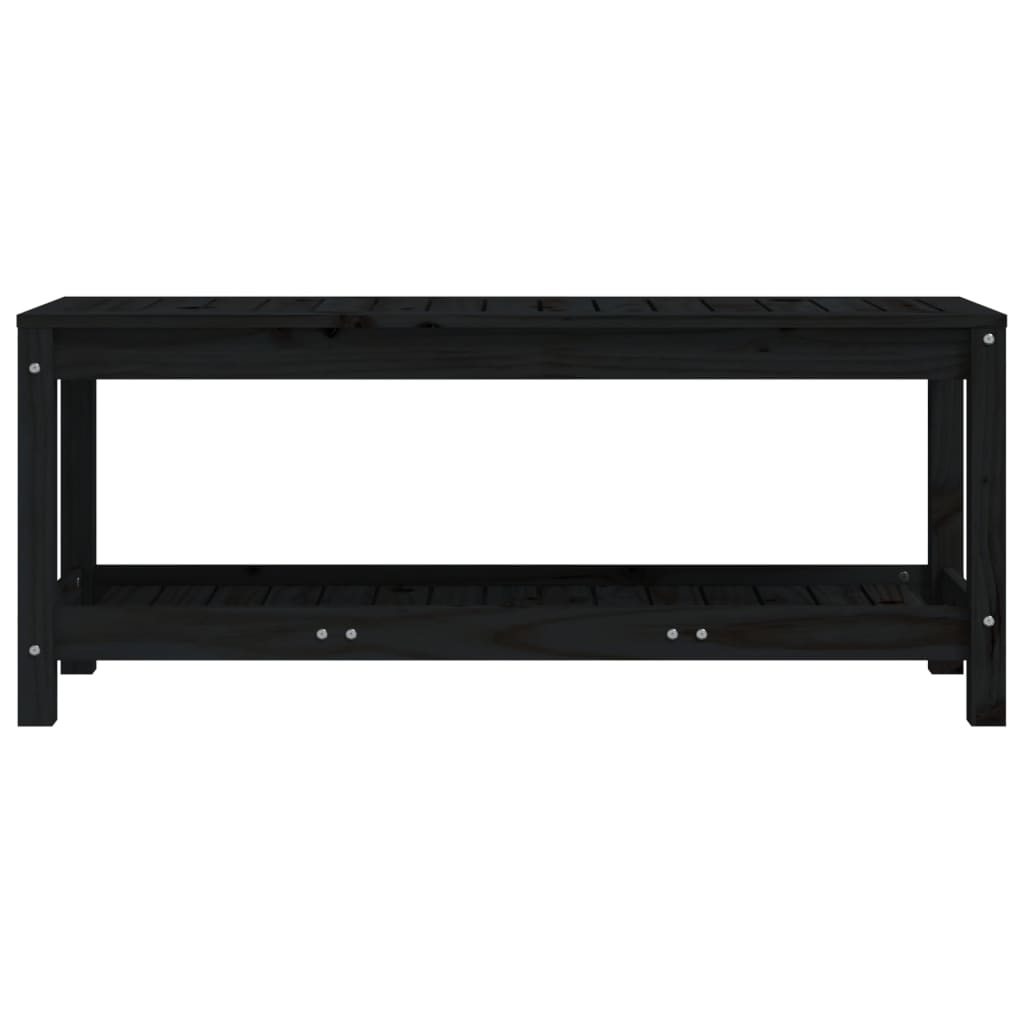 vidaXL Παγκάκι Κήπου Μαύρο 108 x 35 x 45 εκ. από Μασίφ Ξύλο Πεύκου