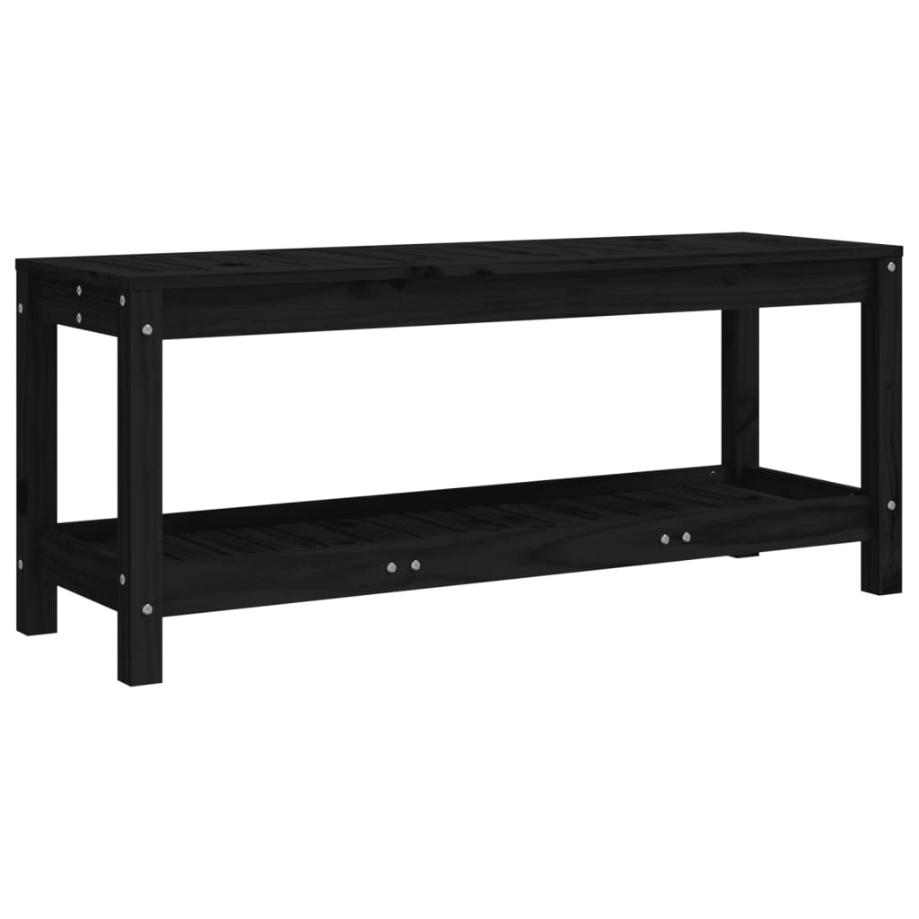 vidaXL Παγκάκι Κήπου Μαύρο 108 x 35 x 45 εκ. από Μασίφ Ξύλο Πεύκου