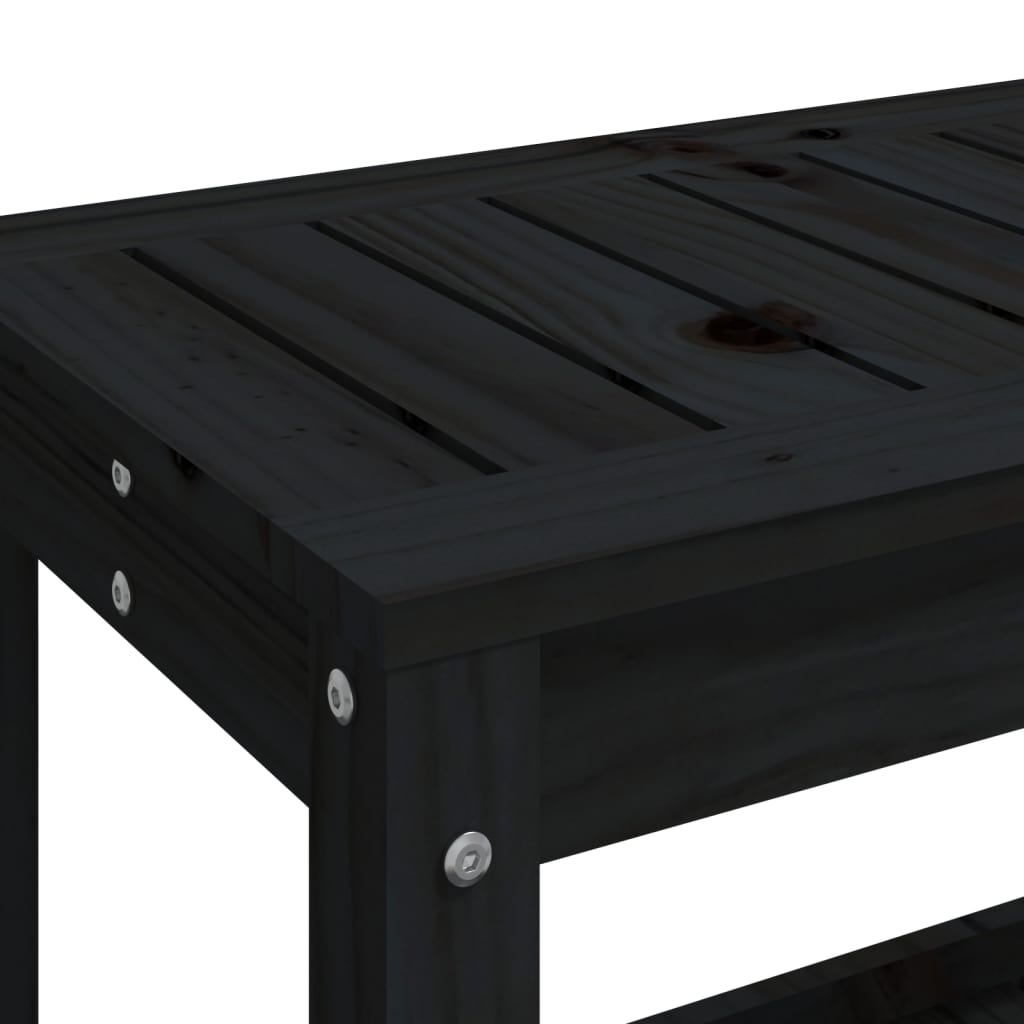 vidaXL Παγκάκι Κήπου Μαύρο 108 x 35 x 45 εκ. από Μασίφ Ξύλο Πεύκου