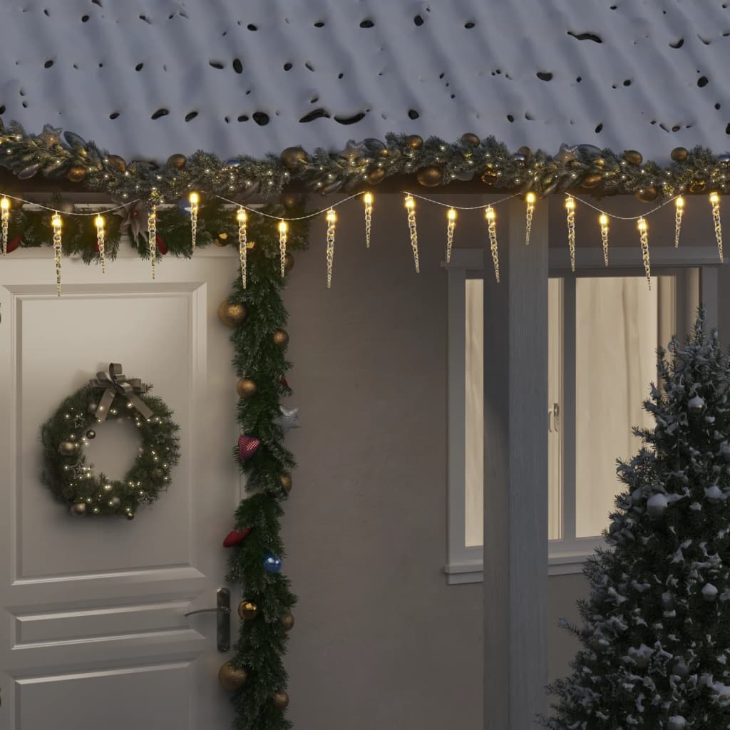 vidaXL Φωτάκια Σταλακτίτες Χριστ. 100LED Θερμό Λευκό 10μ. Ακρυλικό PVC
