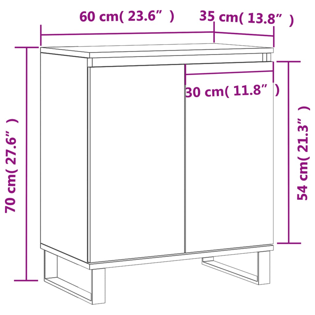 vidaXL Συρταριέρα Λευκή 60 x 35 x 70 εκ. από Επεξεργασμένο Ξύλο