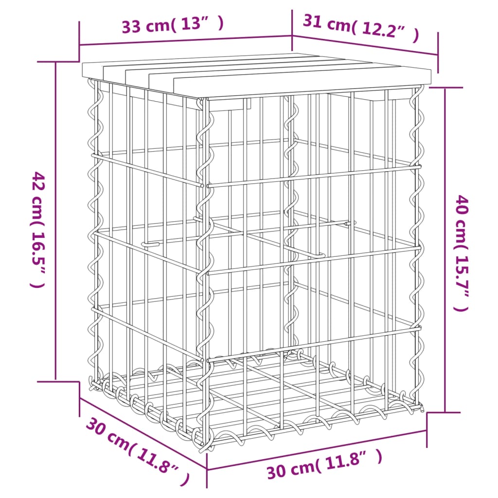 vidaXL Πάγκος Κήπου Συρματοκιβώτιο 33 x 31 x 42 εκ. Μασίφ Ψευδοτσούγκα