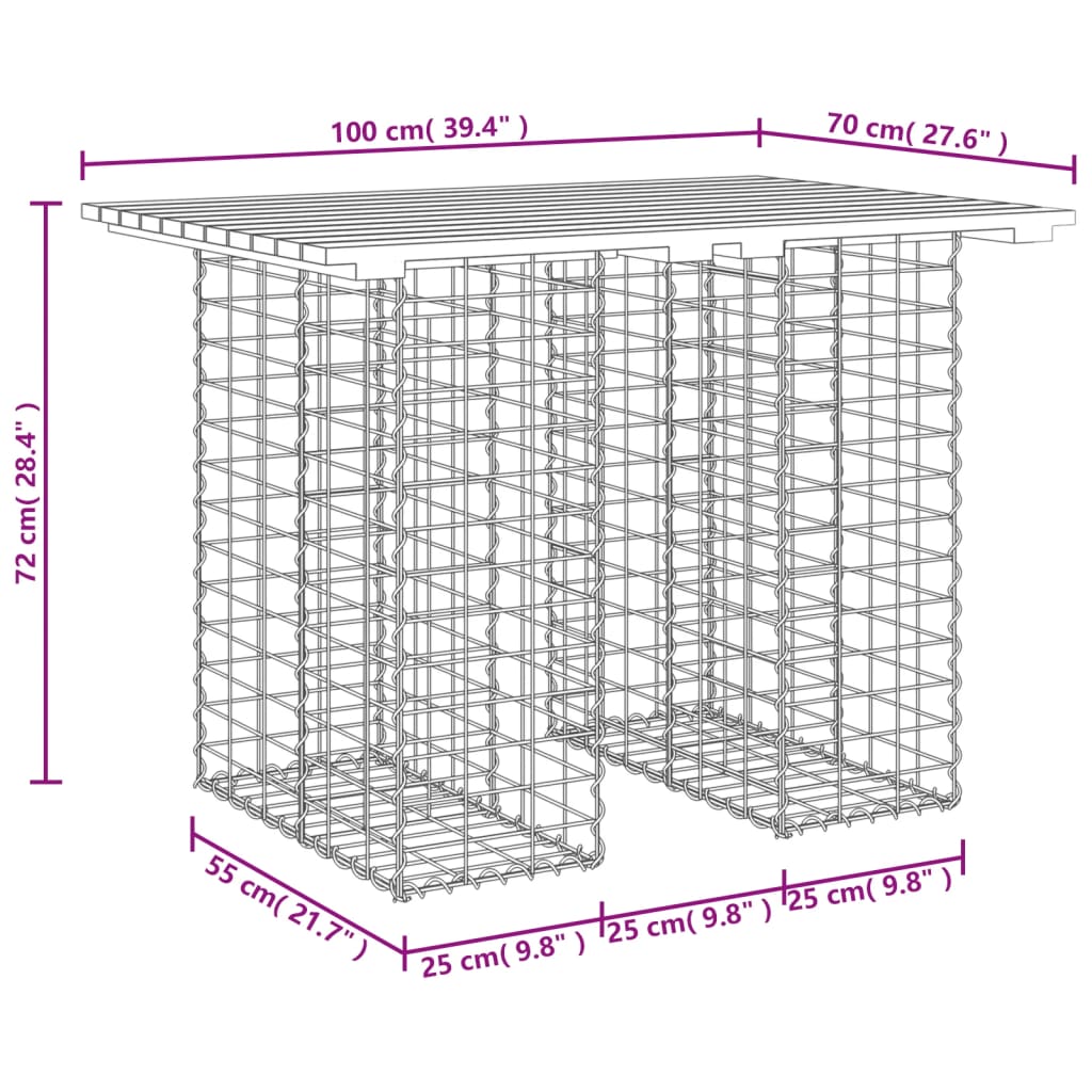 vidaXL Τραπέζι Κήπου με Συρματοκιβώτιο 100x70x72 εκ. από Εμποτισμένο Ξύλο Πεύκου
