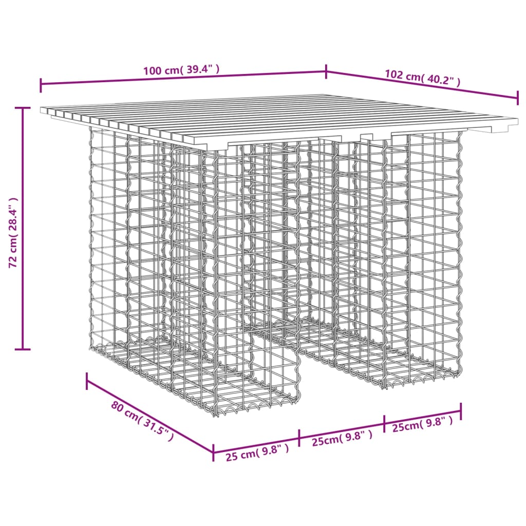 vidaXL Παγκάκι Κήπου Συρματοκιβώτιο 100x102x72 εκ. Εμποτ. Ξύλο Πεύκου