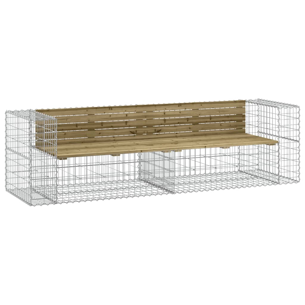 vidaXL Παγκάκι Κήπου Συρματοκιβώτιο 244x71x65,5 εκ. Εμποτ. Ξύλο Πεύκου