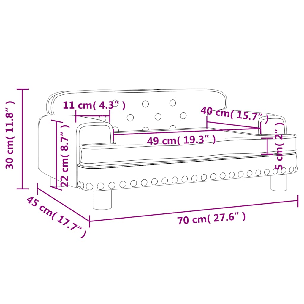 vidaXL Καναπές Παιδικός Μαύρος 70 x 45 x 30 εκ. από Συνθετικό Δέρμα