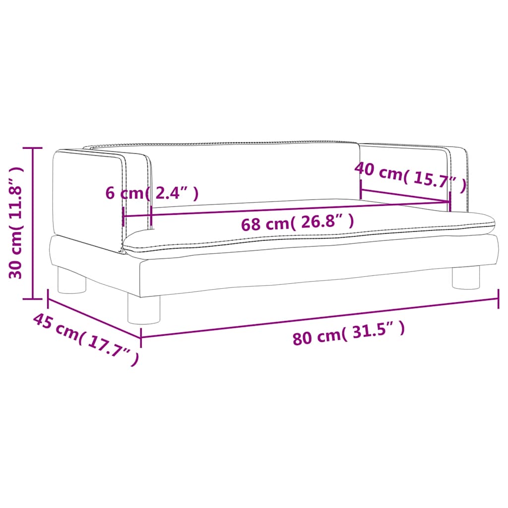 vidaXL Καναπές Παιδικός Μπλε 80 x 45 x 30 εκ. από Βελούδο