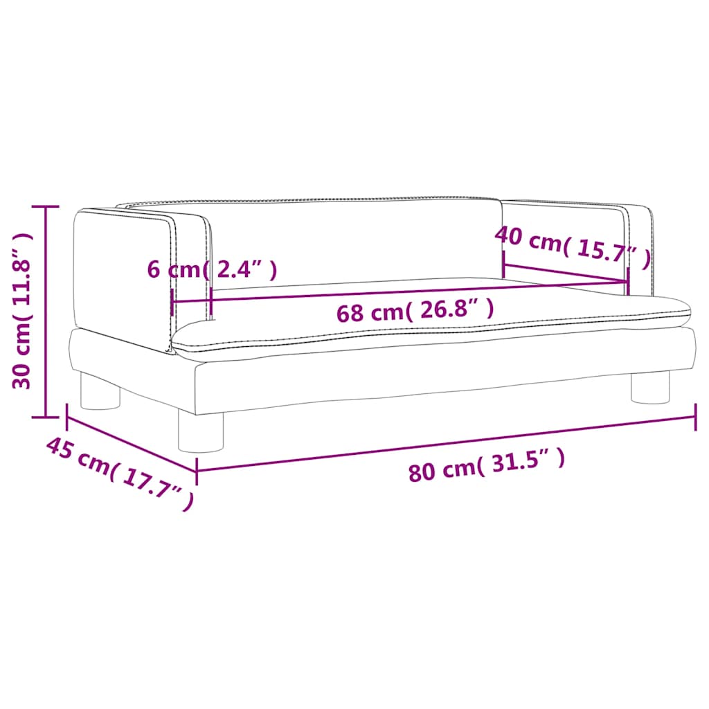 vidaXL Καναπές Παιδικός Ροζ 80 x 45 x 30 εκ. από Βελούδο