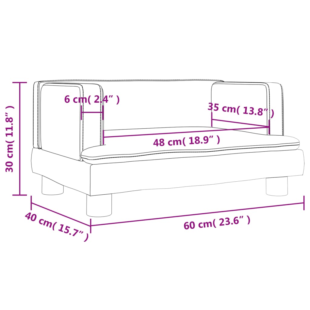 vidaXL Καναπές Παιδικός Σκούρο Γκρι 60 x 40 x 30 εκ. από Βελούδο