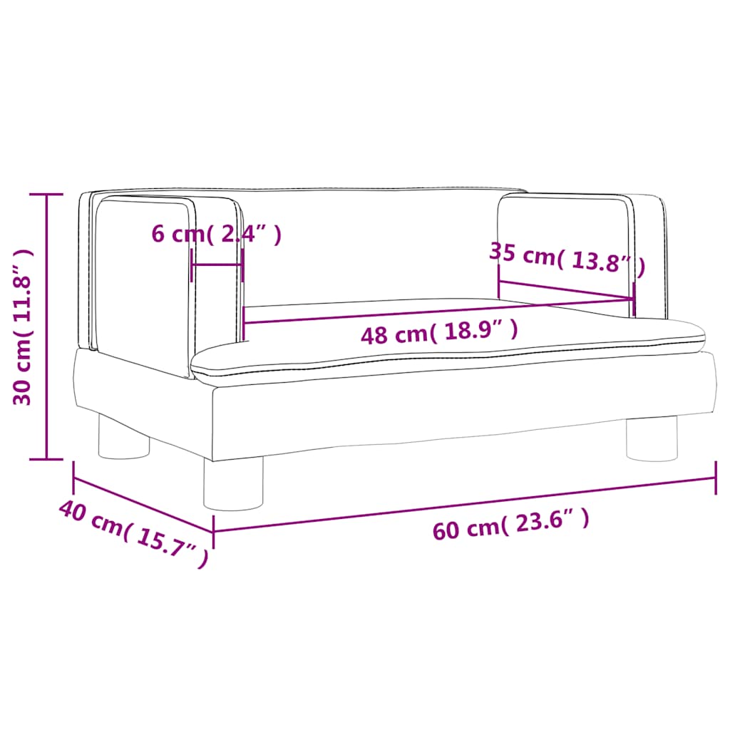 vidaXL Καναπές Παιδικός Ροζ 60 x 40 x 30 εκ. από Βελούδο
