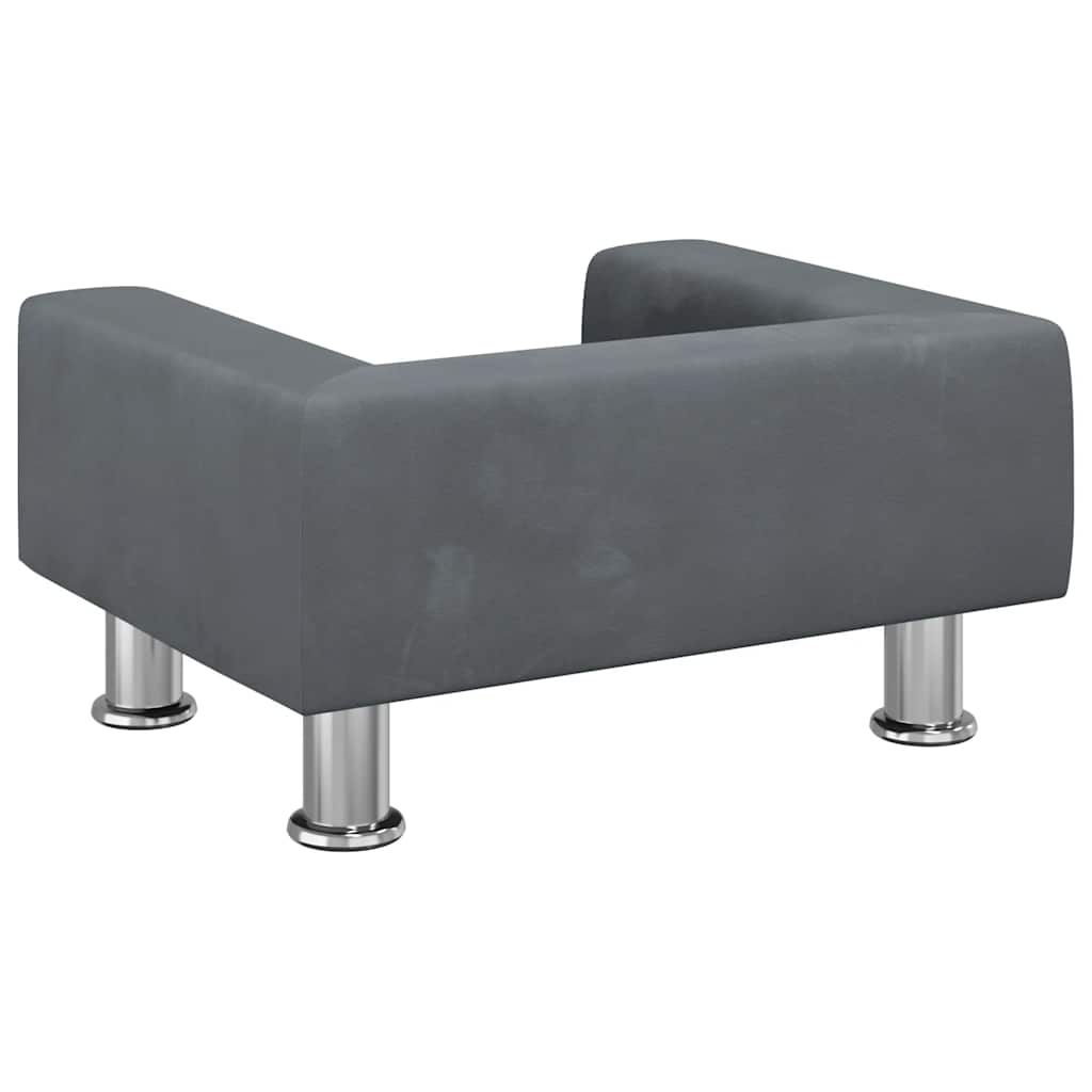vidaXL Καναπές Παιδικός Σκούρο Γκρι 50 x 40 x 26,5 εκ. από Βελούδο