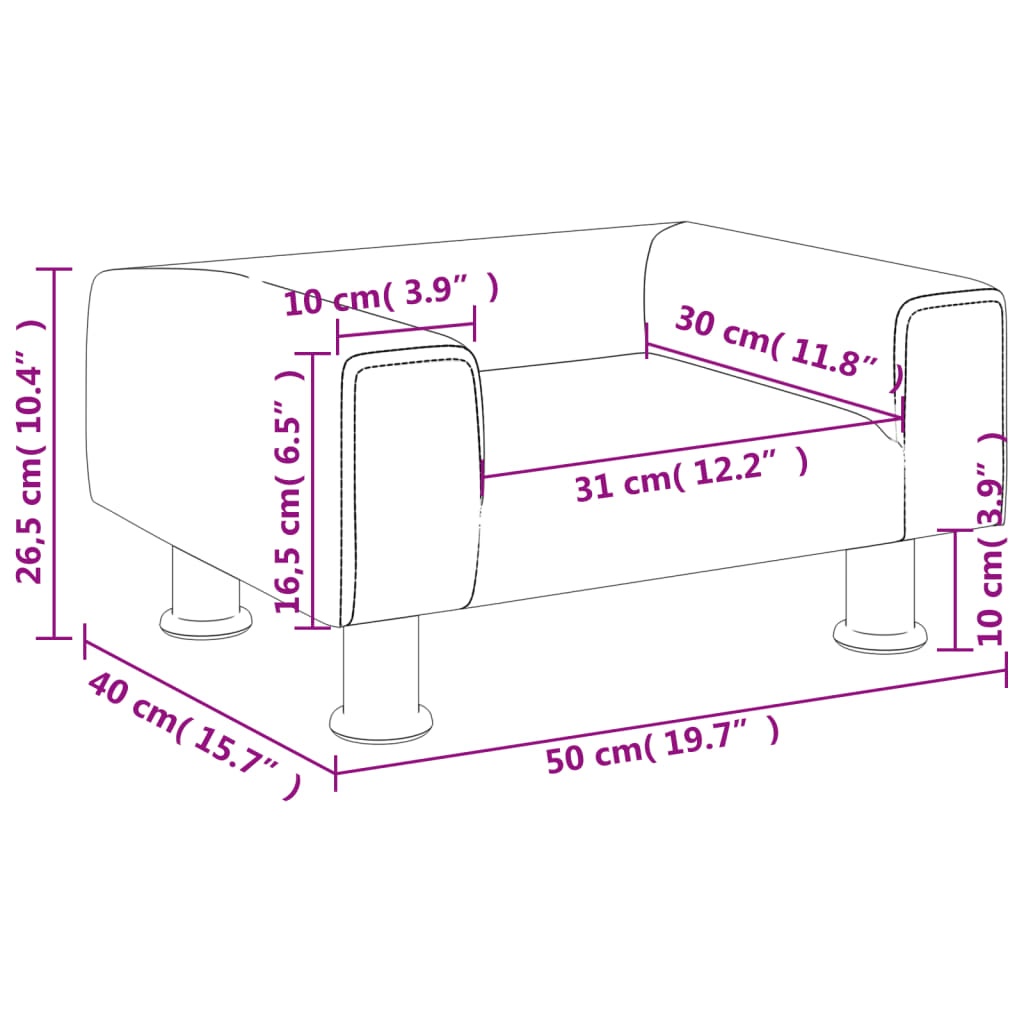 vidaXL Καναπές Παιδικός Μαύρο 50 x 40 x 26,5 εκ. από Βελούδο
