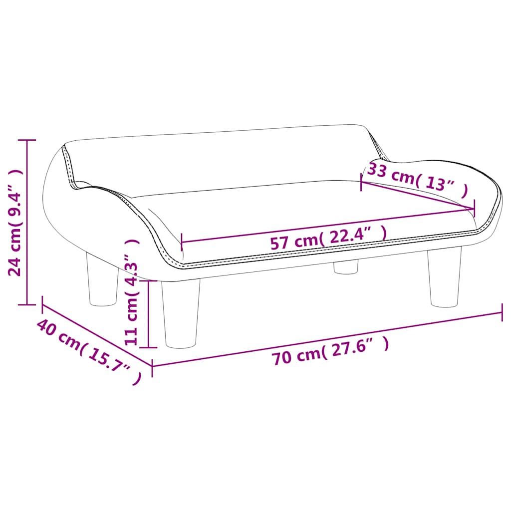 vidaXL Καναπές Παιδικός Σκούρο Γκρι 70x40x24 εκ. από Βελούδο