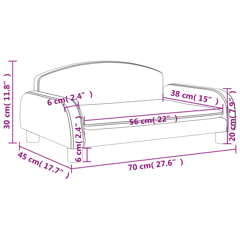 vidaXL Καναπές Παιδικός Μαύρος 70 x 45 x 30 εκ. από Συνθετικό Δέρμα