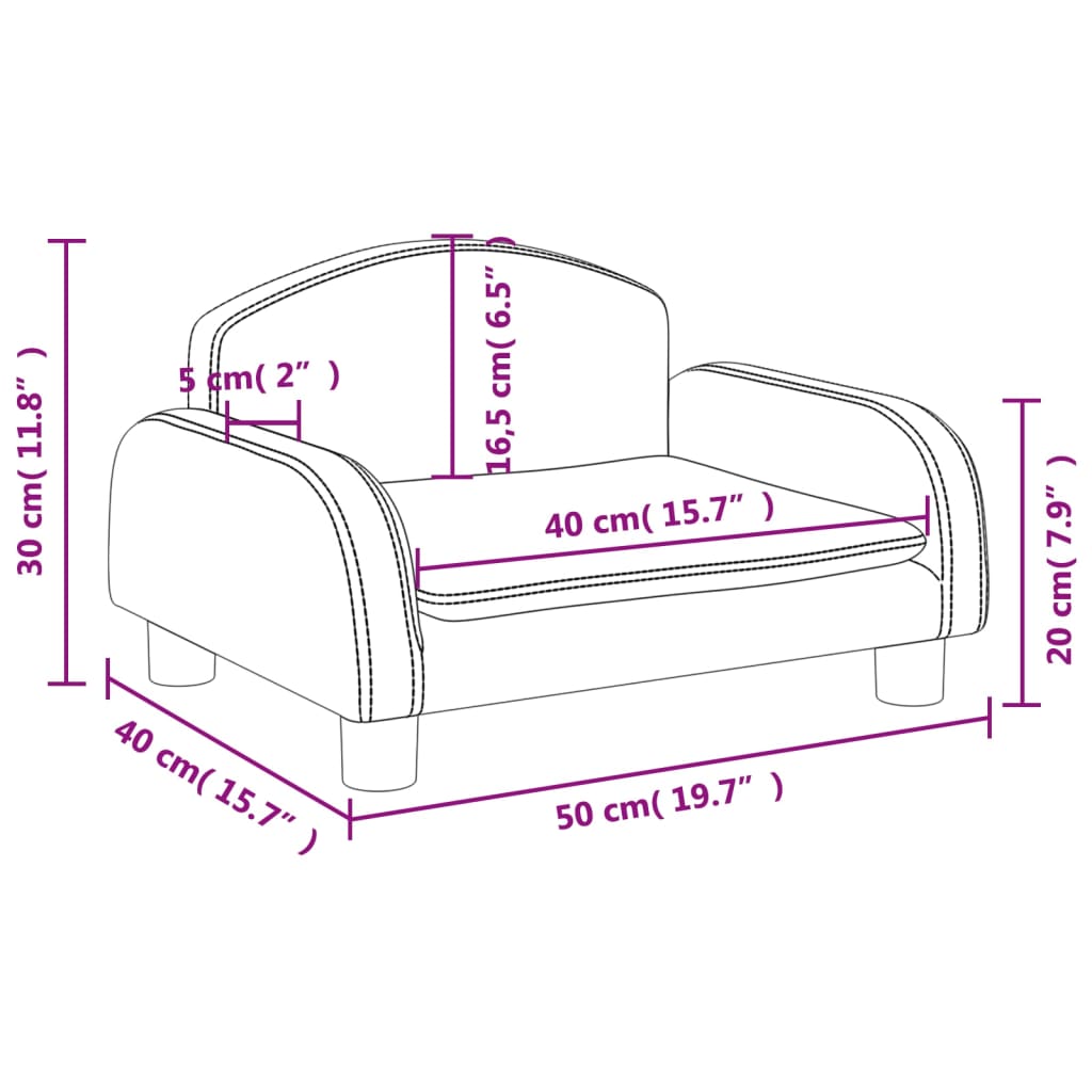 vidaXL Καναπές Παιδικός Σκούρο Γκρι 50x40x30 εκ. από Ύφασμα