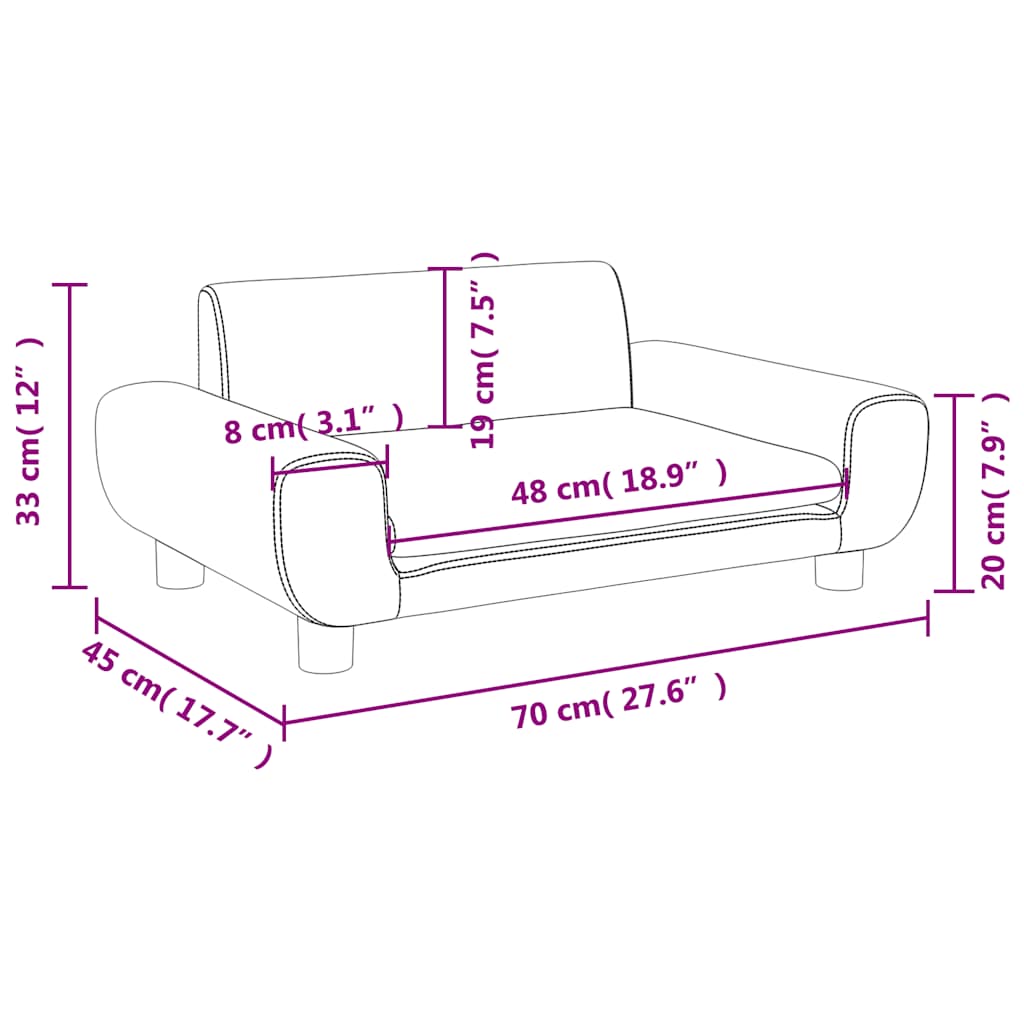 vidaXL Καναπές Παιδικός Μπλε 70 x 45 x 33 εκ. από Βελούδο