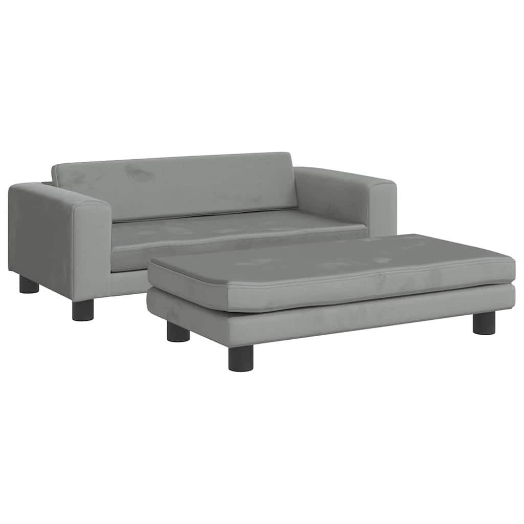 vidaXL Καναπές Παιδικός με Υποπόδιο Αν. Γκρι 100x50x30 εκ. Βελούδινος
