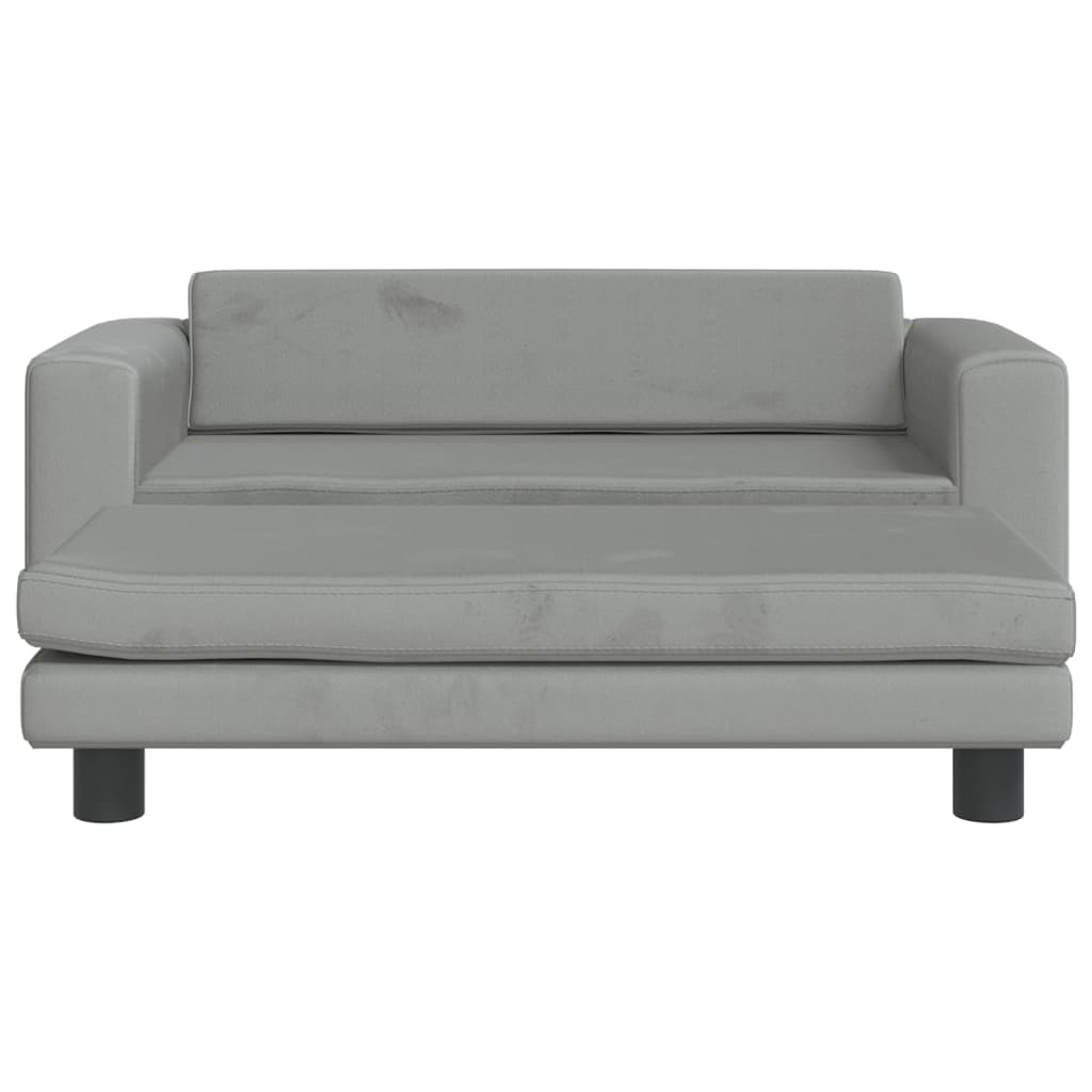 vidaXL Καναπές Παιδικός με Υποπόδιο Αν. Γκρι 100x50x30 εκ. Βελούδινος
