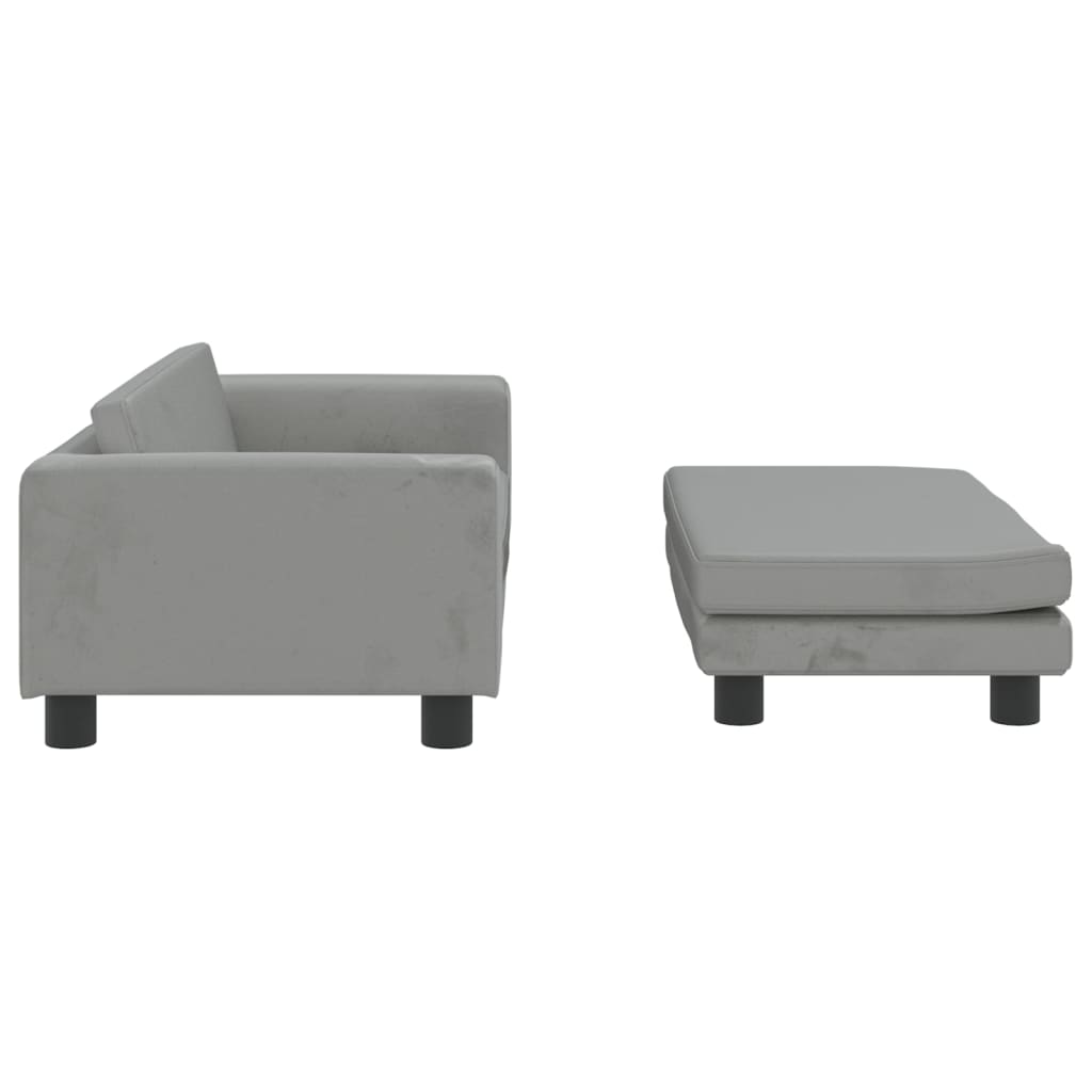 vidaXL Καναπές Παιδικός με Υποπόδιο Αν. Γκρι 100x50x30 εκ. Βελούδινος