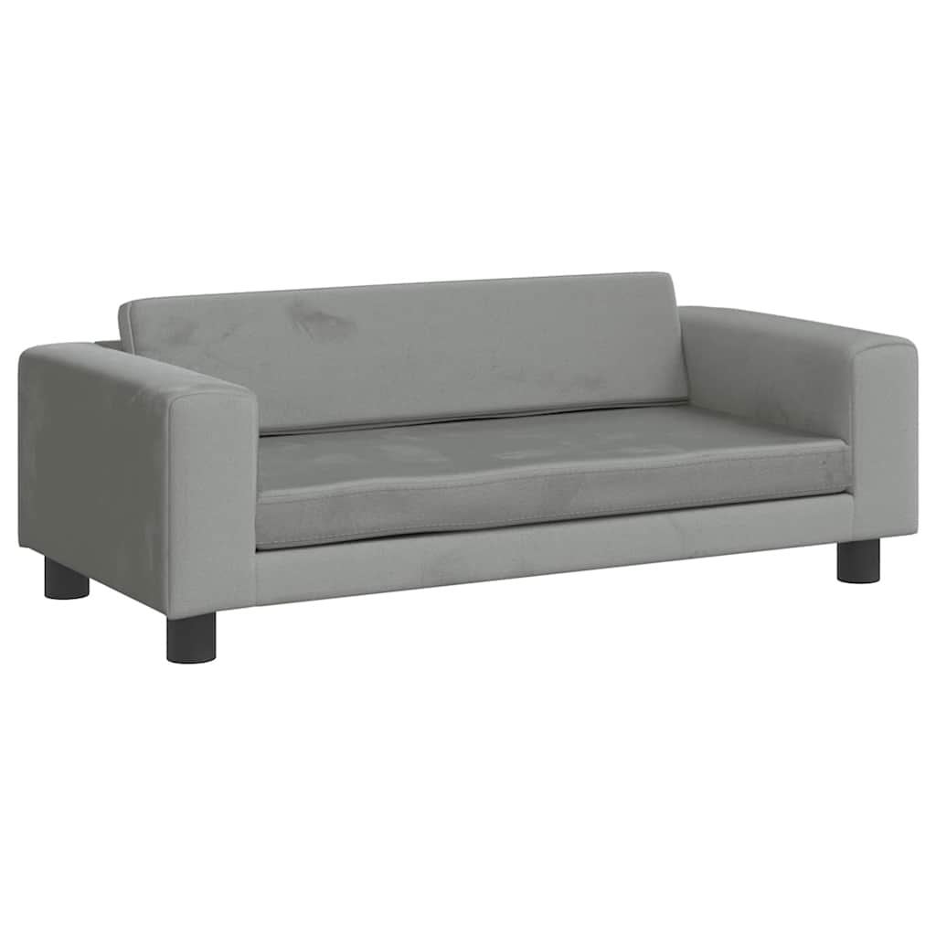 vidaXL Καναπές Παιδικός με Υποπόδιο Αν. Γκρι 100x50x30 εκ. Βελούδινος