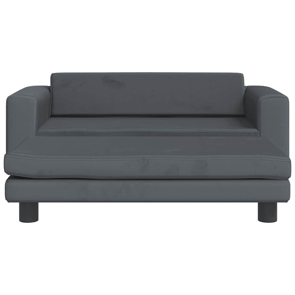 vidaXL Καναπές Παιδικός με Υποπόδιο Σκ. Γκρι 100x50x30 εκ. Βελούδινος