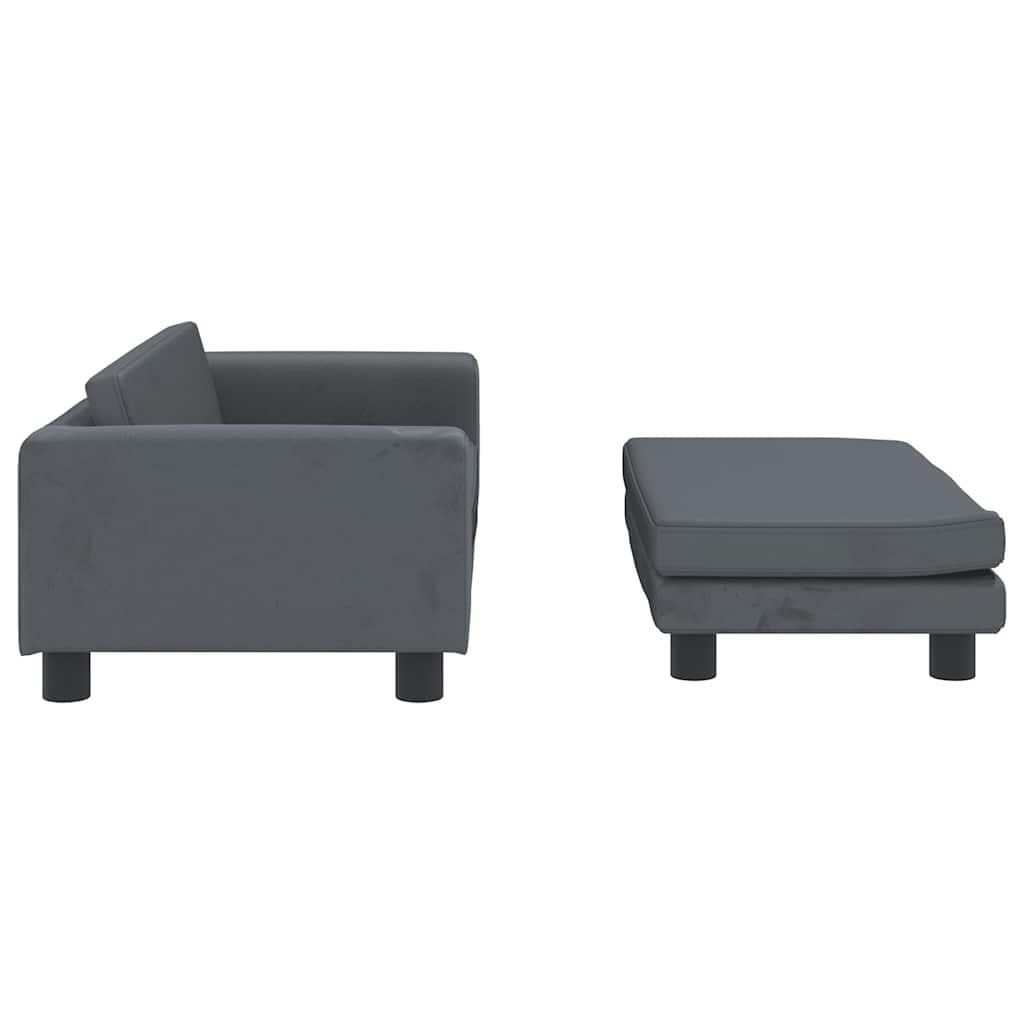 vidaXL Καναπές Παιδικός με Υποπόδιο Σκ. Γκρι 100x50x30 εκ. Βελούδινος