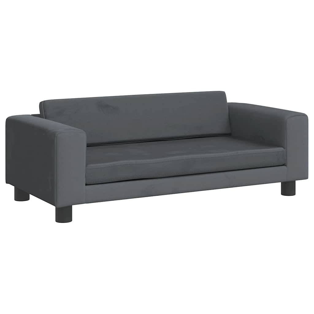 vidaXL Καναπές Παιδικός με Υποπόδιο Σκ. Γκρι 100x50x30 εκ. Βελούδινος