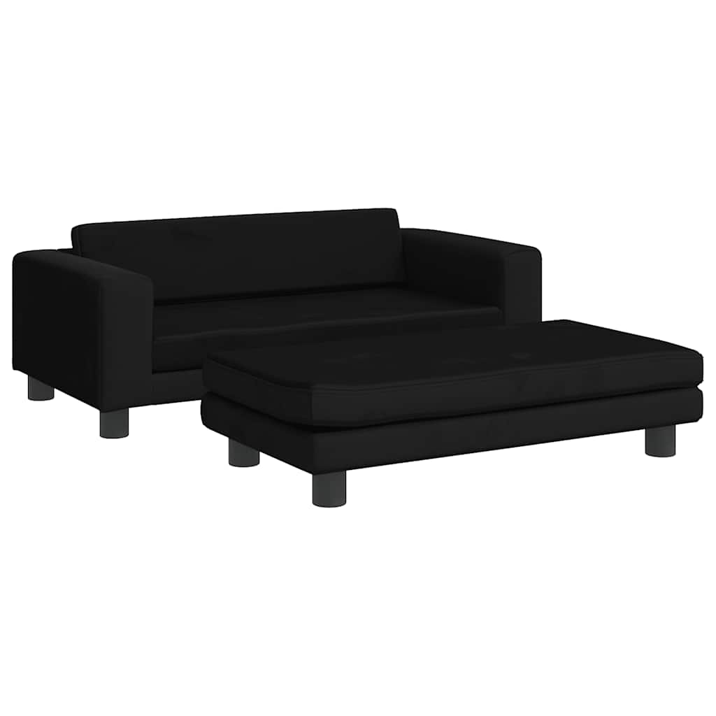 vidaXL Καναπές Παιδικός με Υποπόδιο Μαύρος 100x50x30 εκ. Βελούδινος