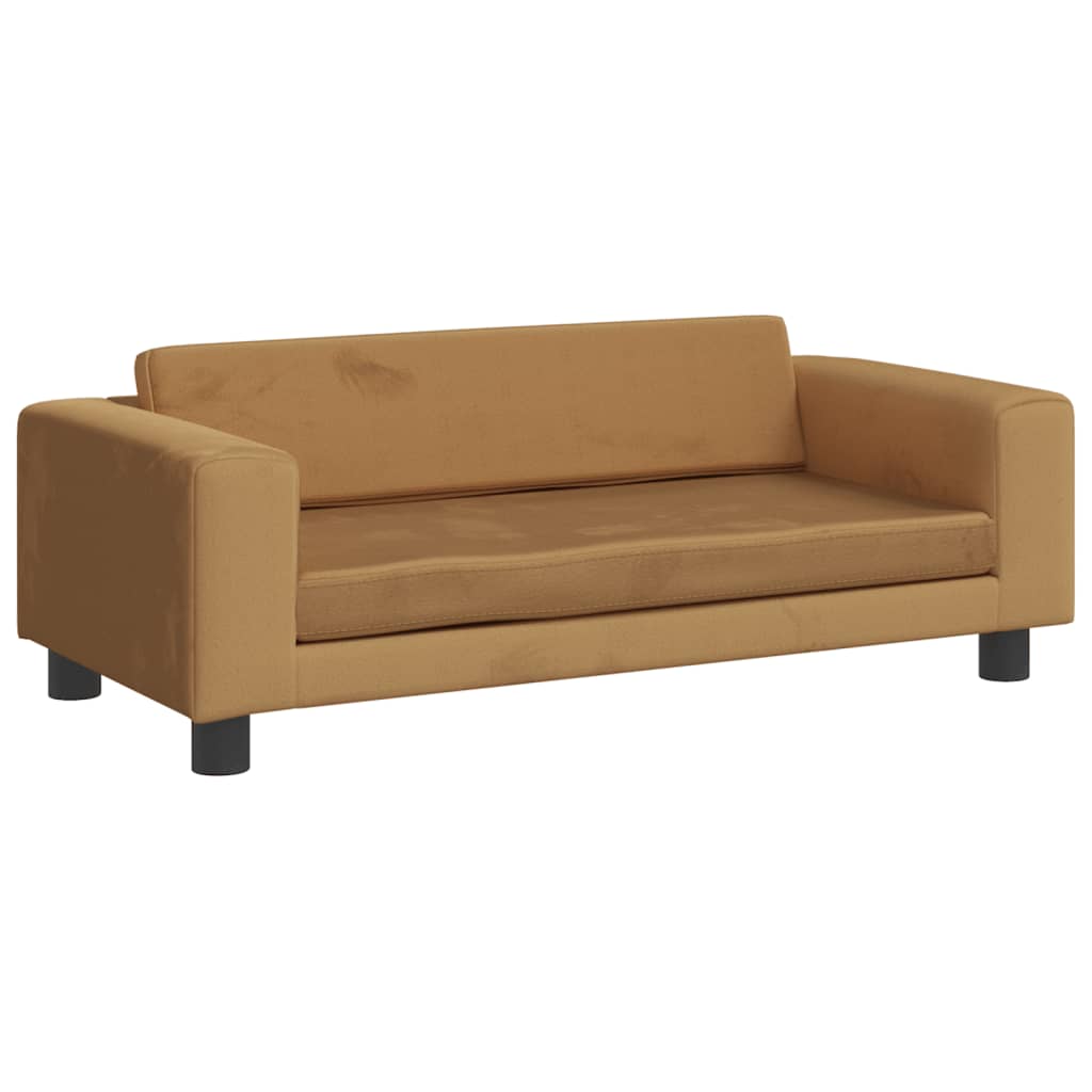 vidaXL Καναπές Παιδικός με Υποπόδιο Καφέ 100x50x30 εκ. Βελούδινος