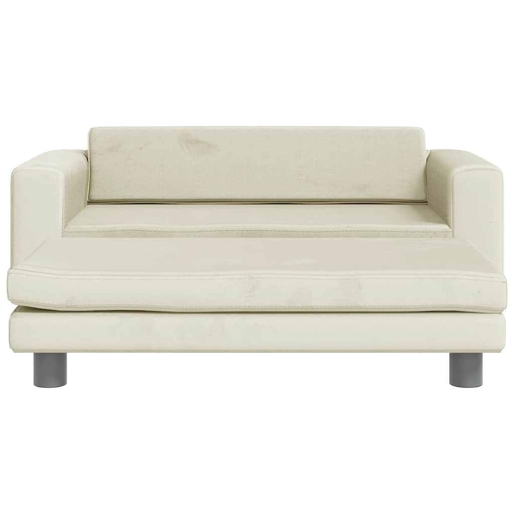 vidaXL Καναπές Παιδικός με Υποπόδιο Κρεμ 100x50x30 εκ. Βελούδινος